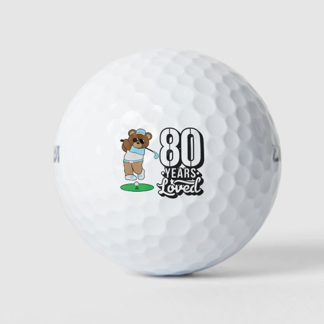 Golf 80th year eighty birthday teddy bear balls (Front)