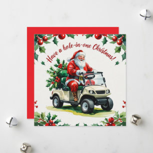 Golf a Hole-in-One Christmas! with Santa claus Holiday Card