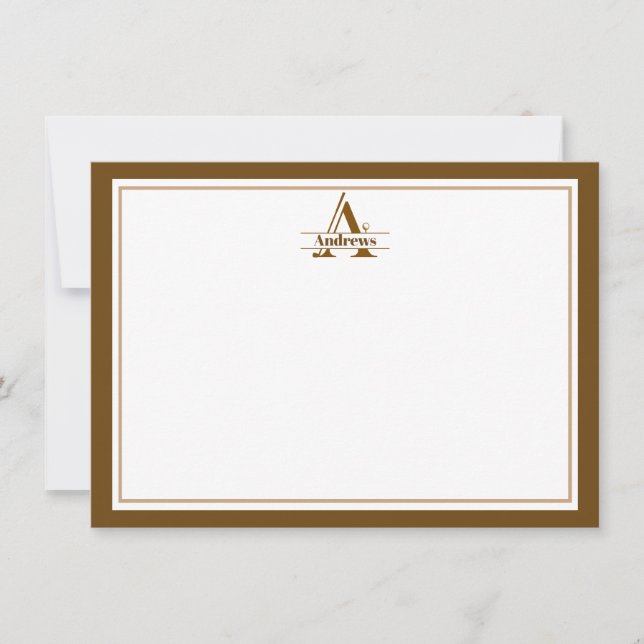 Golf Accent Custom Name Flat Note Card (Front)