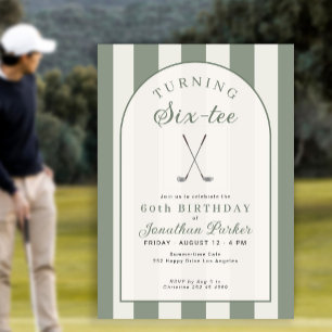 Golf adult six tee 60th birthday party invitation