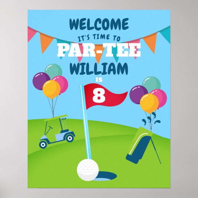 Golf Affiche de bienvenue fête d'anniversaire (Devant)