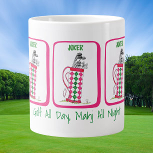 Golf All Day, Mahj All Night Personalized Mahjong Large Coffee Mug