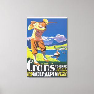 Golf Alpin Vintage Travel Poster Canvas Print