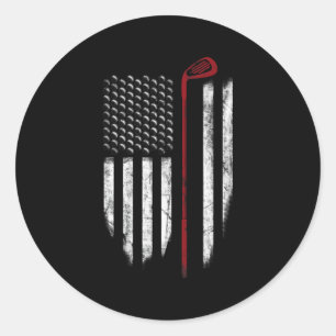 Golf American Flag 4Th Of July Usa Patriotic Classic Round Sticker