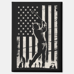 Golf American Flag Gifts Birthday Father's Day  Magnet