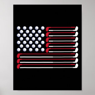 Golf American Flag Golf Player Lover Golfing Golfe Poster