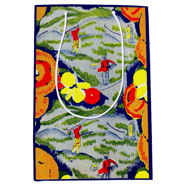 golf and flowers print medium gift bag (Front)