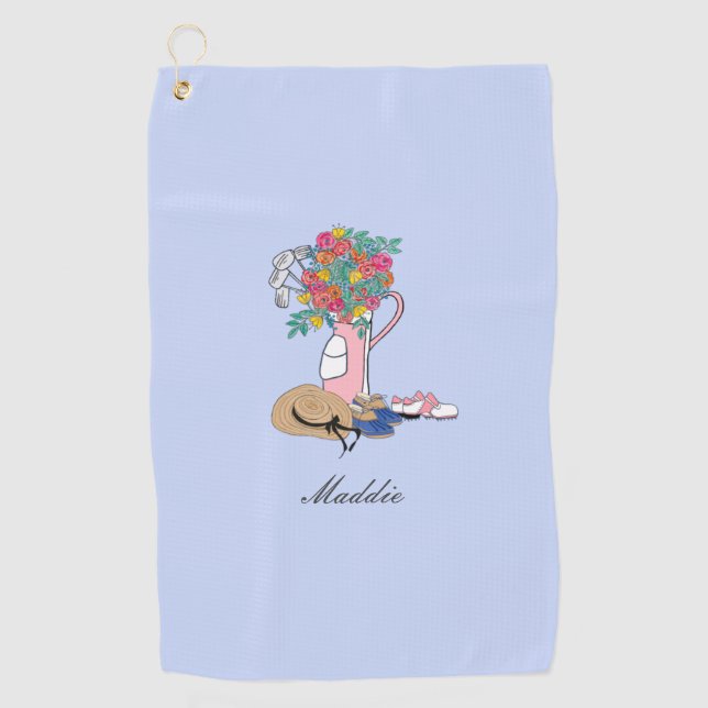 Golf and  Gardening Personalized Ladies Golf Towel (Front)