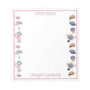 Golf and Gardening Personalized Notepad