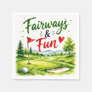 Golf and Giggles Funny Golf Watercolor Napkin