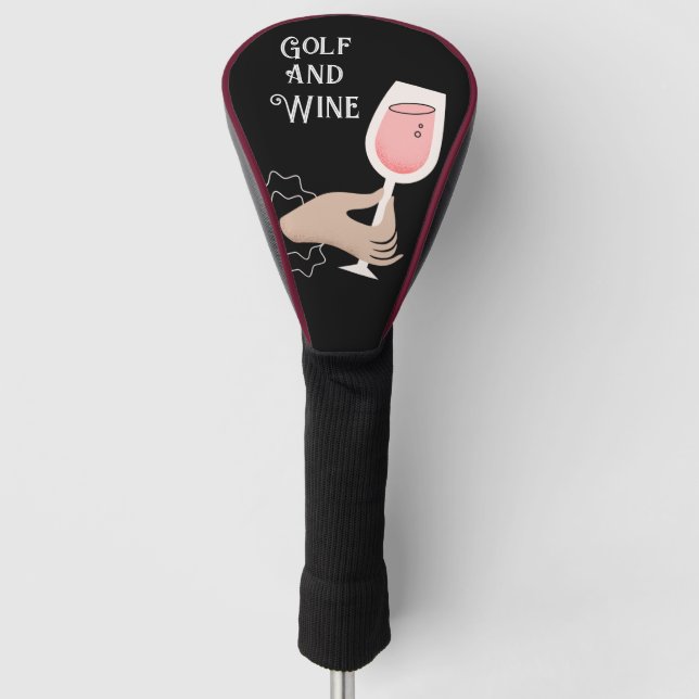 Golf and wine for golfer  golf head cover (Front)