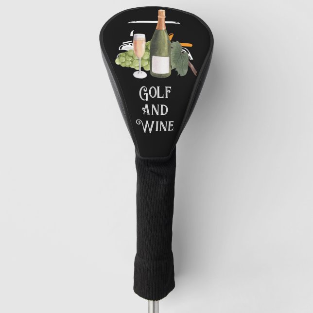 Golf and wine for golfer  golf head cover (Front)
