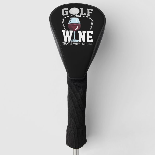 Golf and wine for golfer  golf head cover (Front)