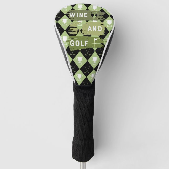 Golf and wine for golfer  head cover (Front)