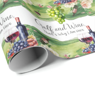 Golf and wine for golfer on golf course wrapping paper