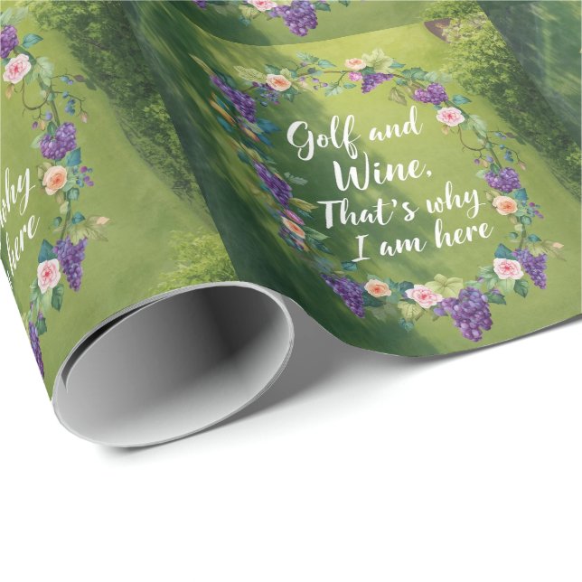 Golf and wine for golfer on golf course wrapping paper (Roll Corner)