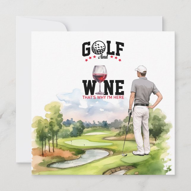 Golf and wine paring party for golfer save the date (Front)