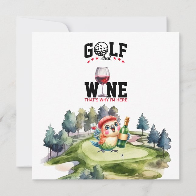 Golf and wine paring party for golfer save the date (Front)