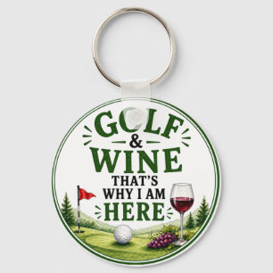 Golf and Wine themed for Golfer Keychain