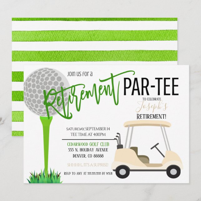 Golf Anniversaire Fête Invitation (Devant / Derrière)