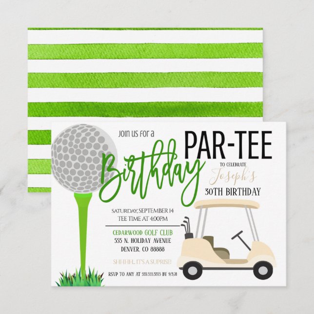Golf Anniversaire Fête Invitation (Devant / Derrière)