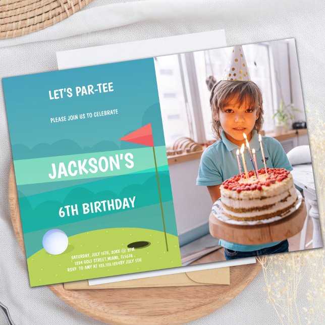 Golf Anniversaire Invitations avec photo (Golf Birthday Party Invitations with photo)
