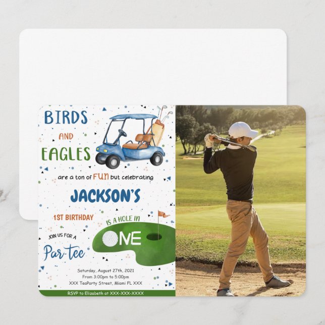 Golf Anniversaire Photo Invitation (Devant / Derrière)