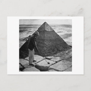 Golf at the Pyramid Vintage Black and White Postcard