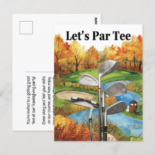 GOLF Autumn thanksgiving Party for golfer Postcard