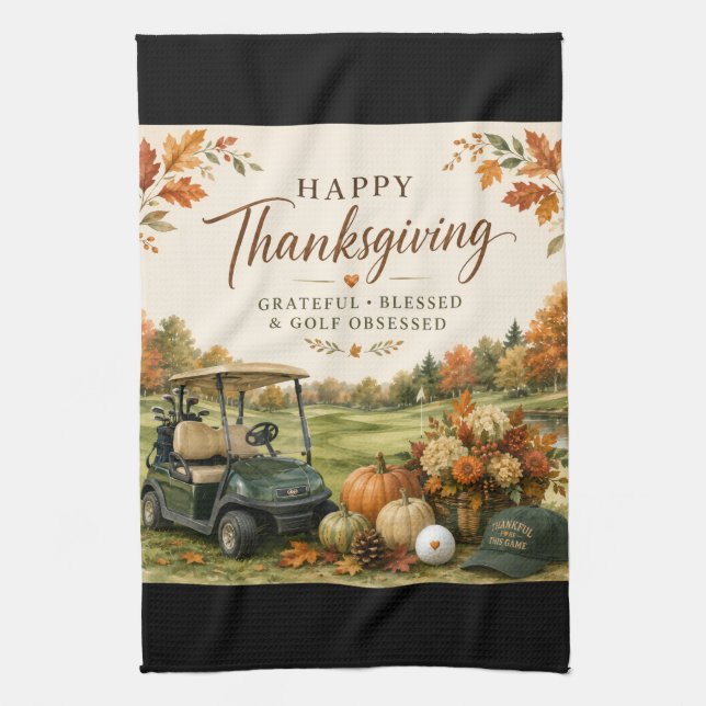 Golf Autumn themed golf course for golfer  Kitchen Towel (Vertical)