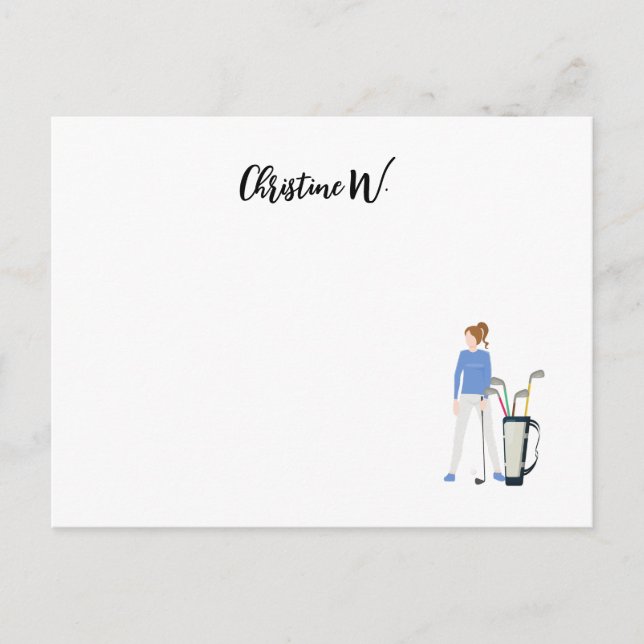 Golf avec nom pour femme golfeuse Carte de note (Devant)