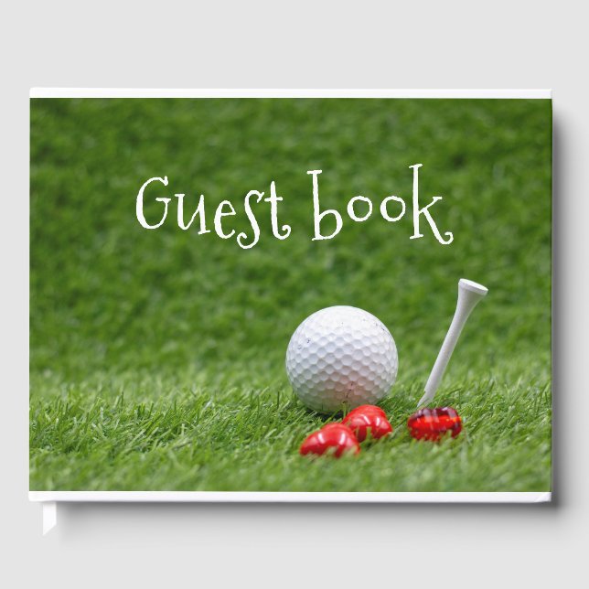 Golf avec tee & coeur sur herbe verte Livre d'or (Recto)