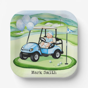 Golf Baby Boy Blue Themed  Paper Plate