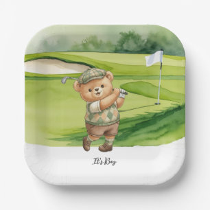 Golf Baby Boy golfing in golf course Paper Plate