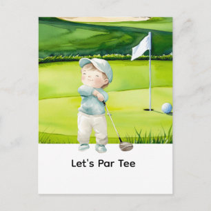 Golf Baby Boy in Blue short golfing Postcard