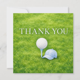 Golf Baby Boy Shower Watercolor Thank You Card