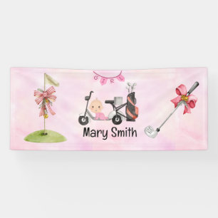 Golf Baby Girl for Baby Shower on pink Banner