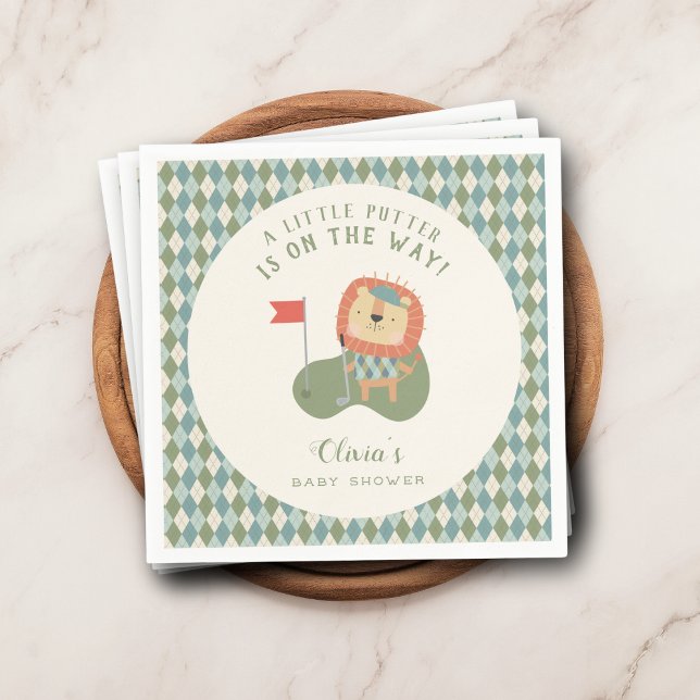 Golf Baby Shower A Little Putter Preppy Argyle   Napkin (A stylish finishing touch for your “Little Putter” golf themed baby shower celebration.)