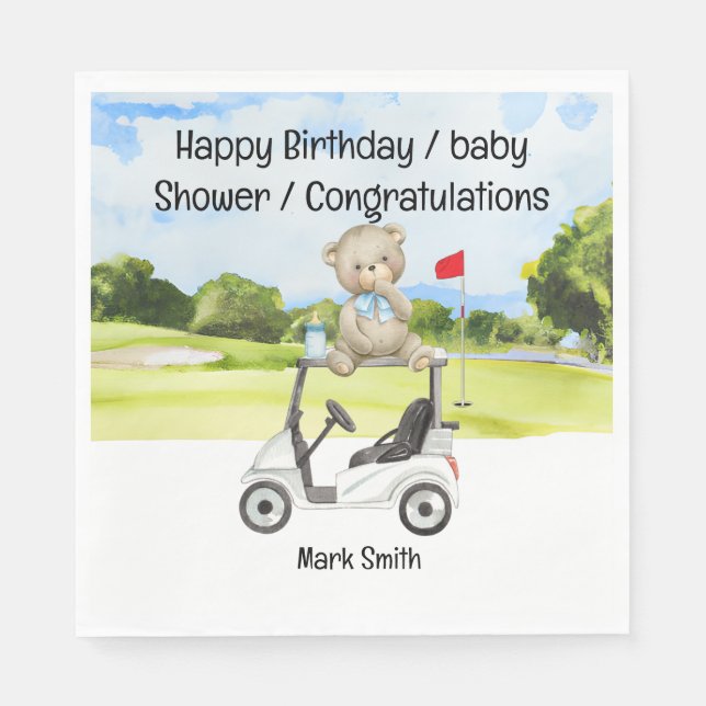 Golf baby shower / Birthday / congratulations  Napkin (Front)