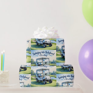 Golf Baby Shower boy Blue themed Wrapping Paper