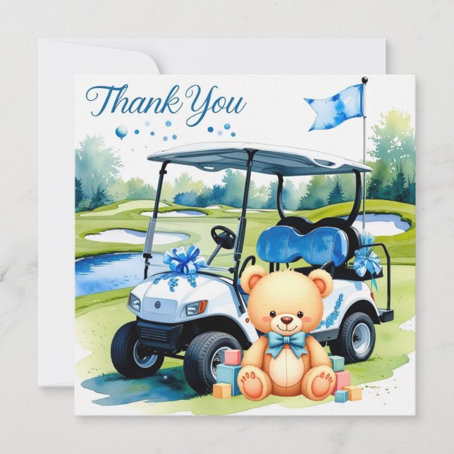 Golf Baby Shower Boy themed  Thank You Card (Front)