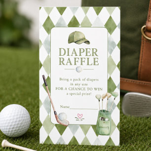 Golf Baby Shower Diaper Raffle Ticket Enclosure Card