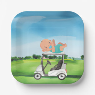 Golf Baby Shower for boy Paper Plate