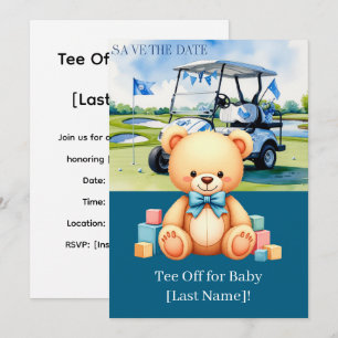 Golf Baby Shower for boy with golf cart on green Invitation