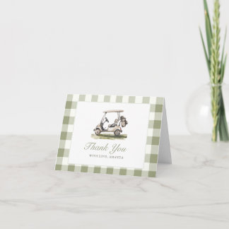 Golf Baby Shower Sage Green Gingham Baby Shower Thank You Card