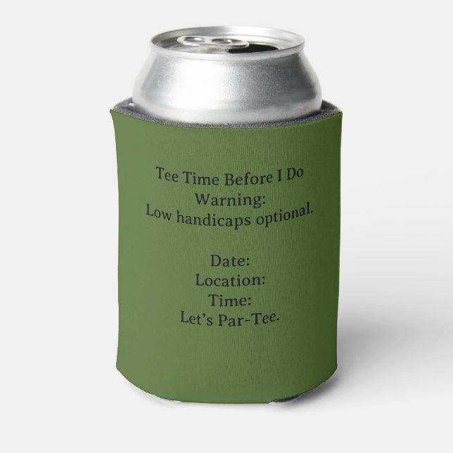 Golf Bachelor Par-Tee Golf Theme Invite | Tee Time Can Cooler (Can Back)