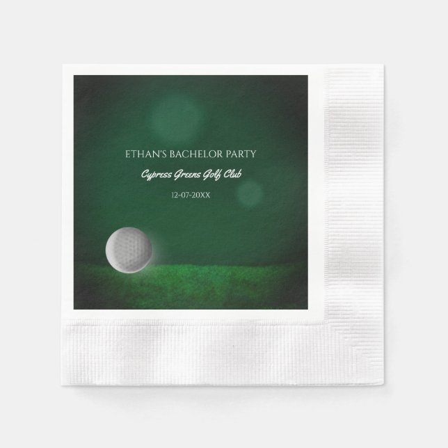 Golf Bachelor Party Golfers Party Green golf ball Napkin (Front)