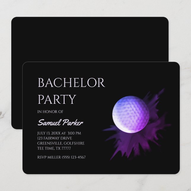 Golf Bachelor Party - Golfing trip Classic Minimal Invitation (Front/Back)