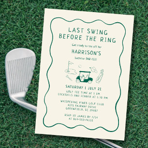 Golf Bachelor Party Hand Drawn Last Swing Green  Invitation