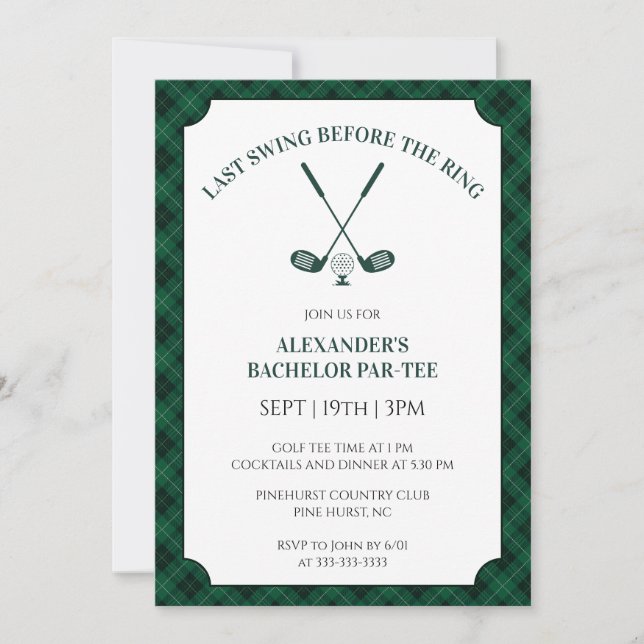 Golf Bachelor Party Invitation (Front)